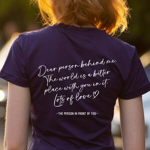 Querida pessoa atrás de mim, o mundo é um lugar melhor com você nele svg para camisa, carta de mão, png, eps, dxf, arquivo de corte svg para Cricut