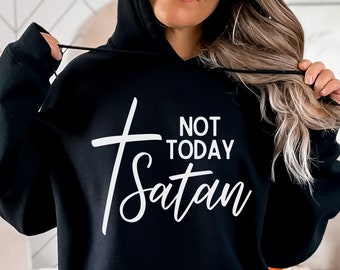 Not Today Satan SVG, religious, funny Christian quote, prayer, svg for shirt, hand letter design, png, eps, dxf, svg cut file for Cricut
