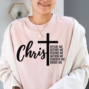 Cristo SVG, citação cristã, Cristo ao meu lado, dentro de mim, religioso, svg para camisa, carta de mão, png, eps, dxf, arquivo de corte svg para Cricut