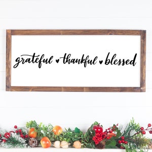 agradecido agradecido bendito svg, signo de decoración del hogar, cita de motivación, inspiración, diseño de carta a mano, png, eps, dxf, svg archivo de corte para Cricut