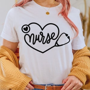 Nurse stethoscope heart svg, nurse life svg for shirt, gift for nurse, hand letter design, png, eps, dxf, svg cut file for Cricut