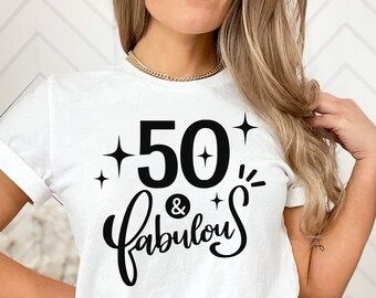 50 und fabelhaftes svg, fünfzig Geburtstag, 50. Geburtstag, Design für Geschenk für Freunde und Familie, png, eps, dxf, svg cut file für Cricut