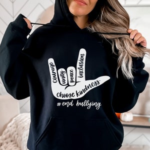 Anti Bullying, coraje, unidad, paz, inclusión, elegir amabilidad svg para camisa, diseño de letra de mano, png, eps, dxf, svg archivo de corte para Cricut