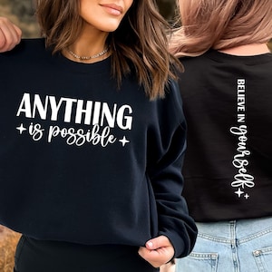 Tudo é possível svg, acredite em si mesmo Svg, citação inspiradora, svg para camisa, letra de mão, png, eps, dxf, arquivo de corte svg para Cricut