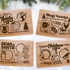 Dear Santa Christmas Tablett svg, Schneidebrett Leckerli für Weihnachtsmann, Milch und Kekse, png, eps, dxf, svg Plotterdatei für Cricut
