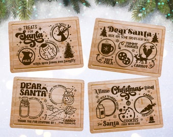 Dear Santa Christmas Tray svg, Cutting Board Treats For Santa, milk and cookies, png, eps, dxf, svg cut file for Cricut