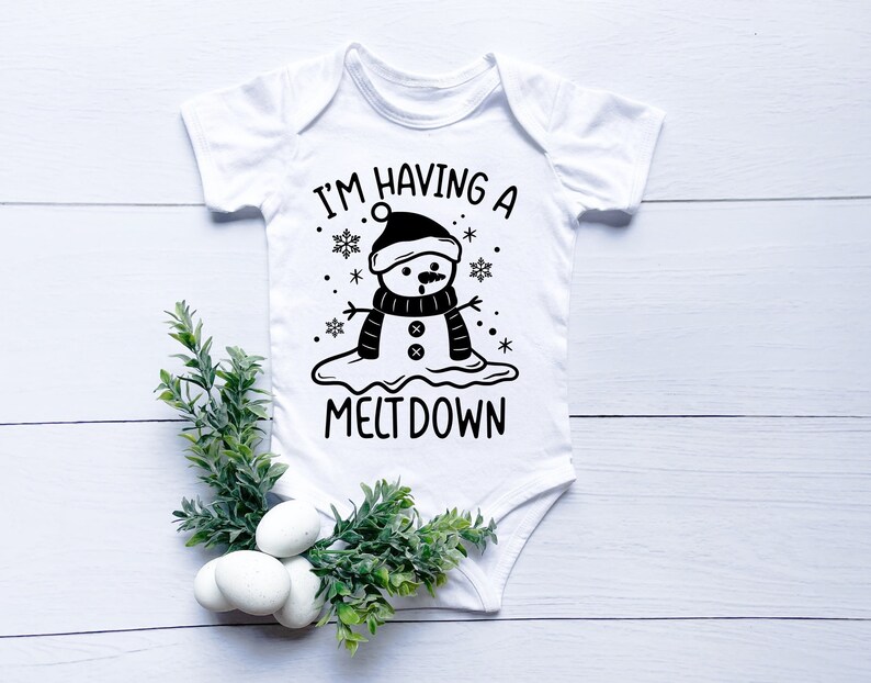 I'm having a meltdown svg, Cute snowman for baby, toddler, Merry Christmas sign, png, eps, dxf, svg cut file for Cricut image 1
