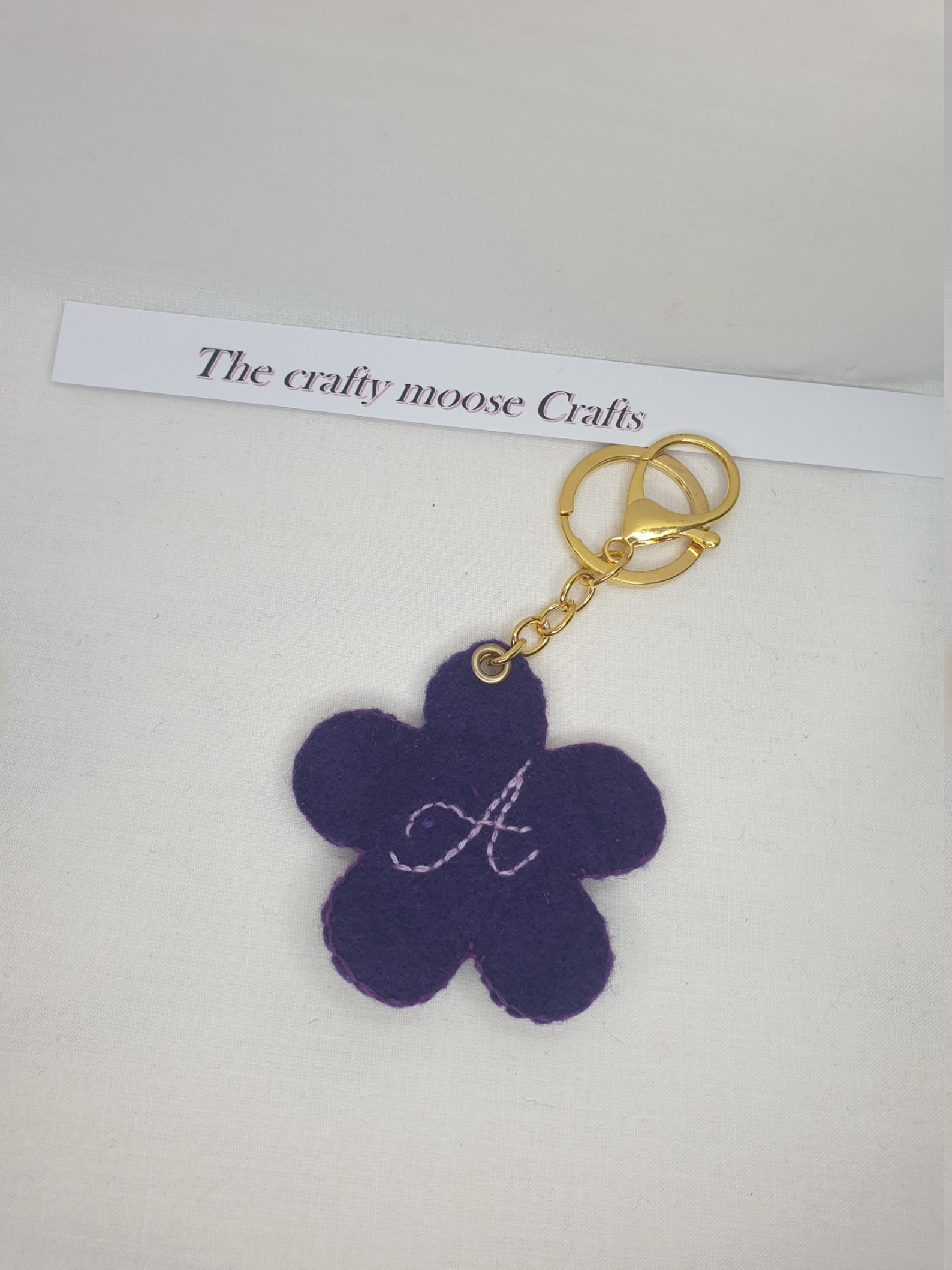 Personalised keyring Felt flower keyring keycharm handmade Etsy