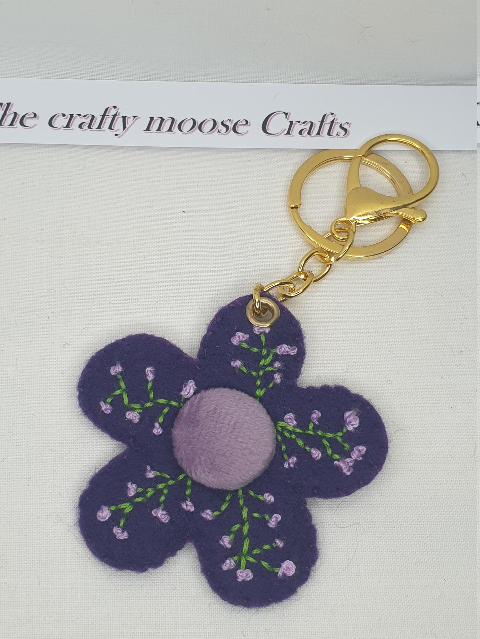 Personalised keyring Felt flower keyring keycharm handmade Etsy