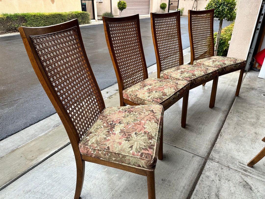 Set of Six Oak and Cane Vintage Mid-century High Back Dining Chairs - Etsy