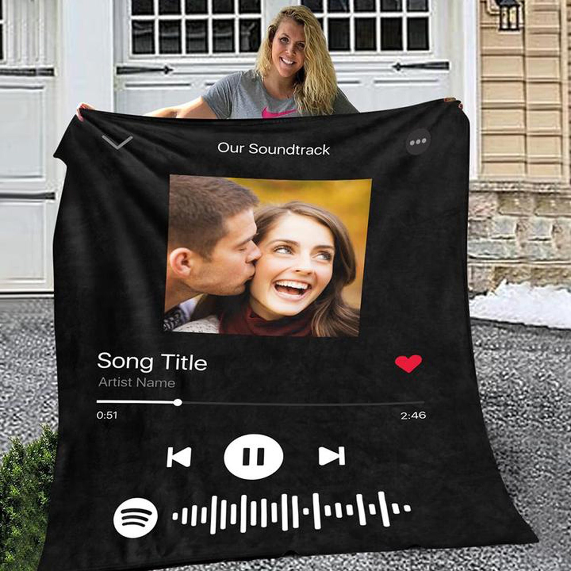 Scannable Spotify Fleece Blanket with Personalized Photo Etsy