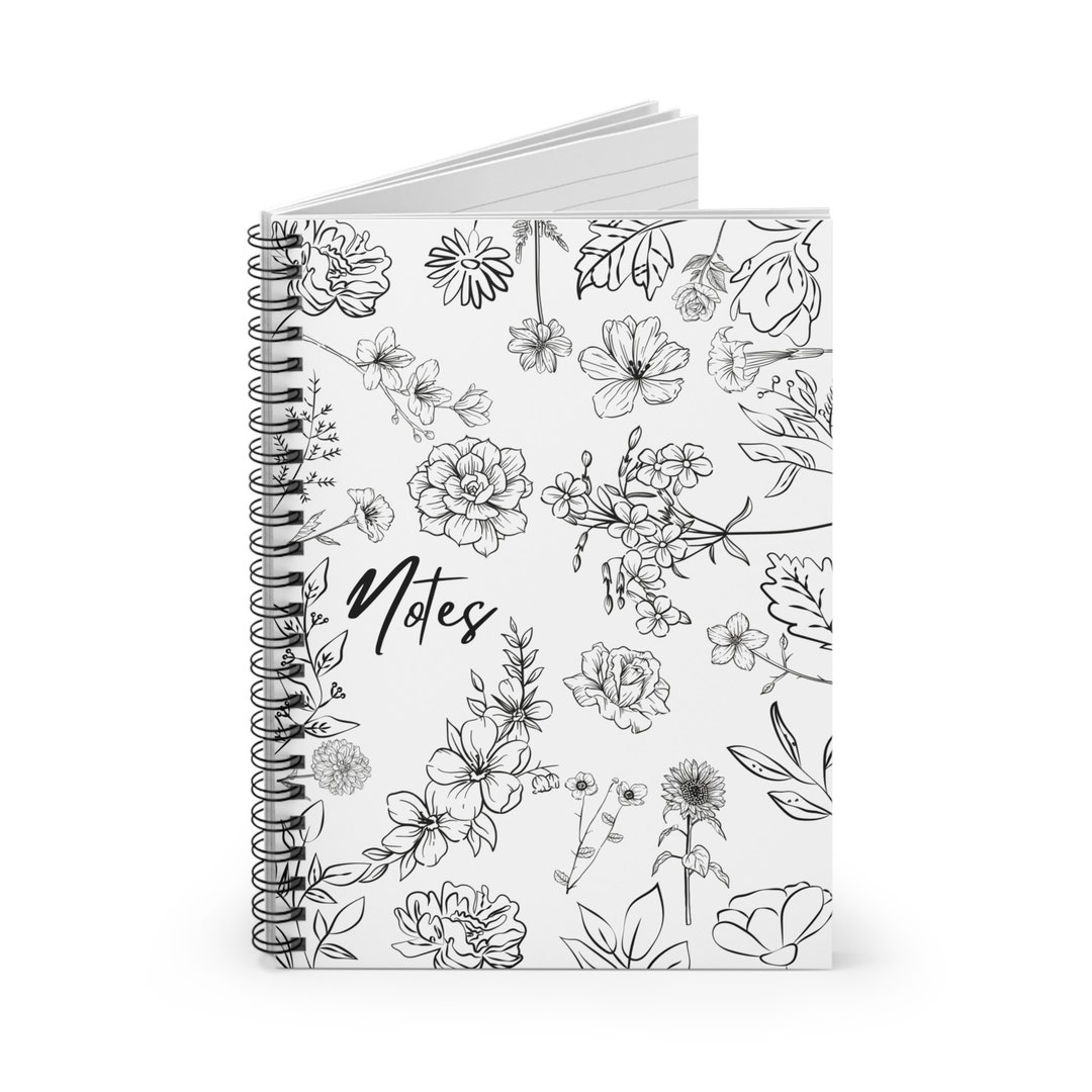 Floral Spiral Notebook - Ruled Line - Etsy