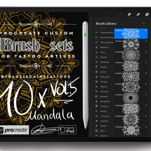 Vol.5  Procreate  - 10x Mandala brush set, Tattoo and stencil, print ready Procreate stamps high resolution