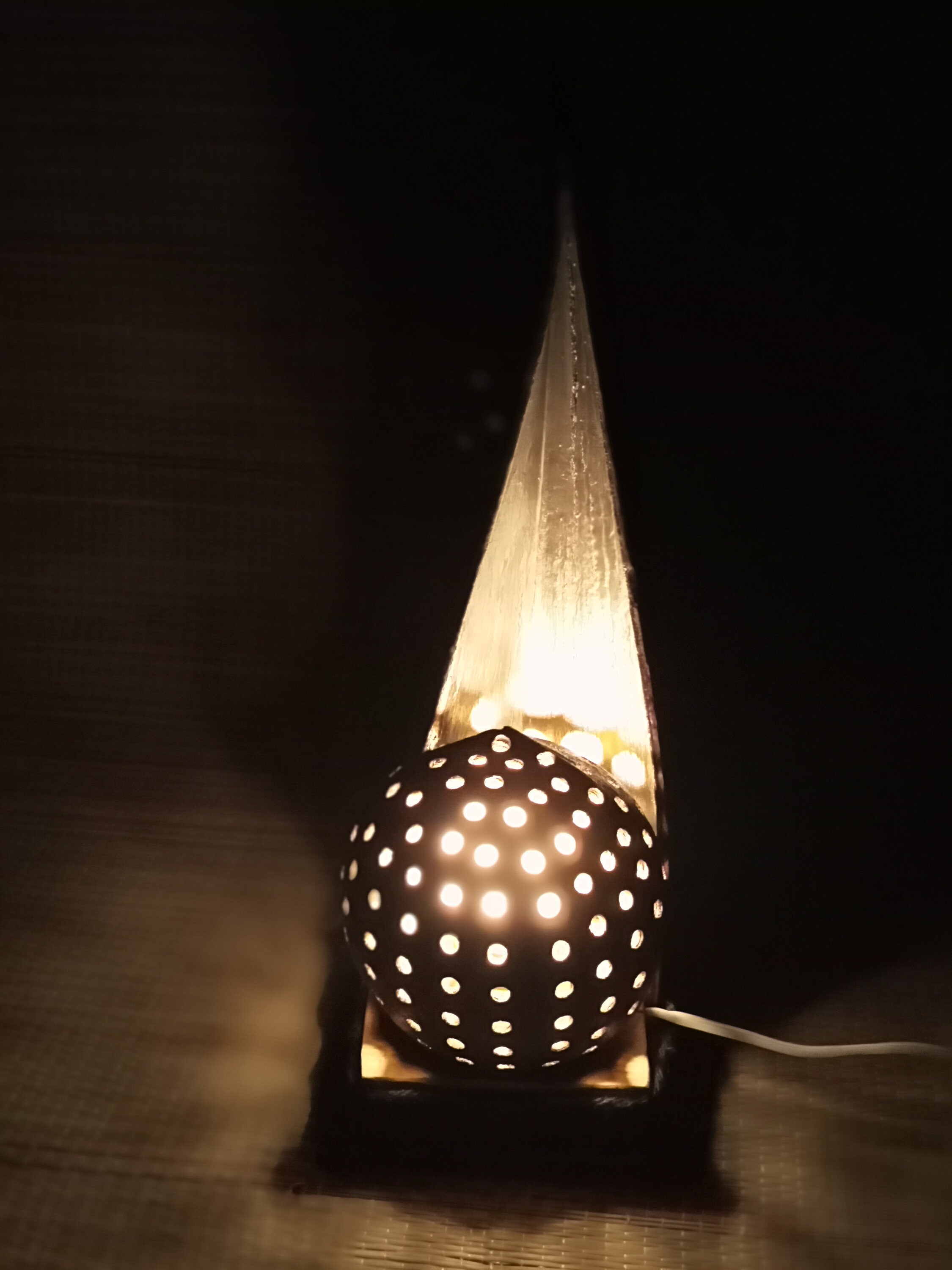 Coconut shell lamp handmade and nature Etsy