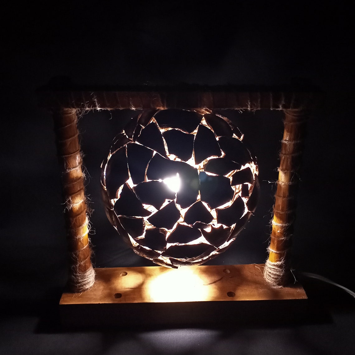 Table coconut shell hanging lamp from nature handmade Etsy