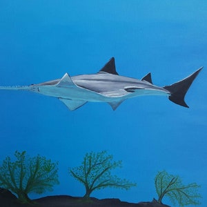 Sawfish swimming&quot; THE ORIGINAL acrylic painting