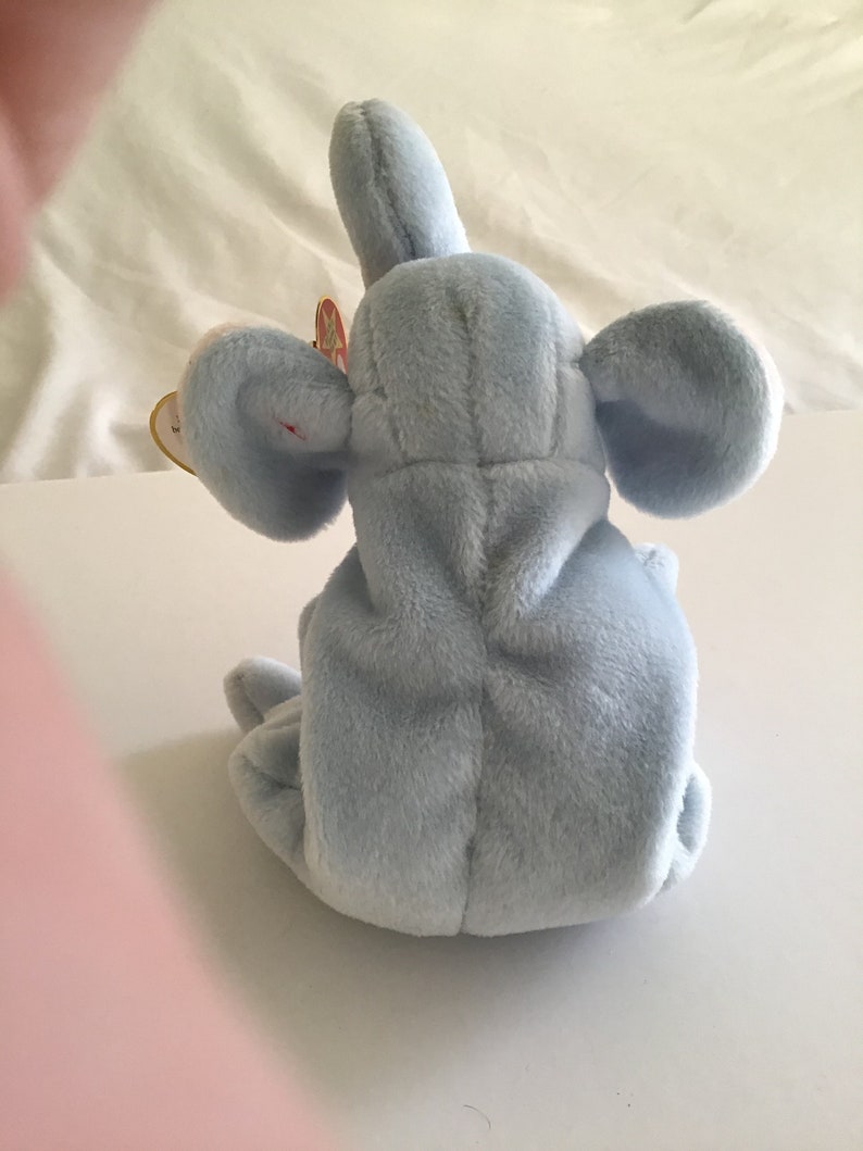Peanut the elephant RARE light blue Beanie baby. Sought after Etsy