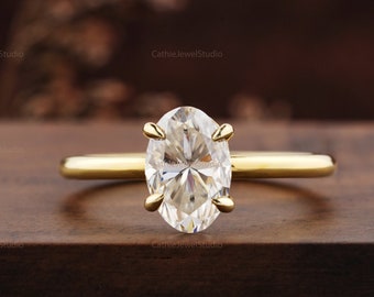 2CT Oval Moissanite Ring, Engagement Rings, 10k 14k 18k Gold Ring, Wedding Ring, Bridal Ring for Women, Valentine ring Gift for her