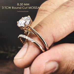 3TCW Engagement Ring Set Gold, Moissanite Ring, Bridal Ring Set, Half Eternity Wedding Ring Set, engagement Ring Set Women, Diamond Ring Zen