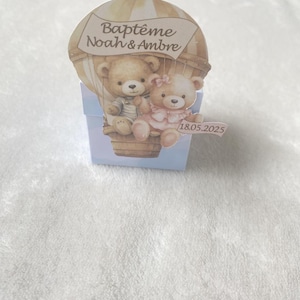 Scatola portaconfetti personalizzata con orsetto in mongolfiera