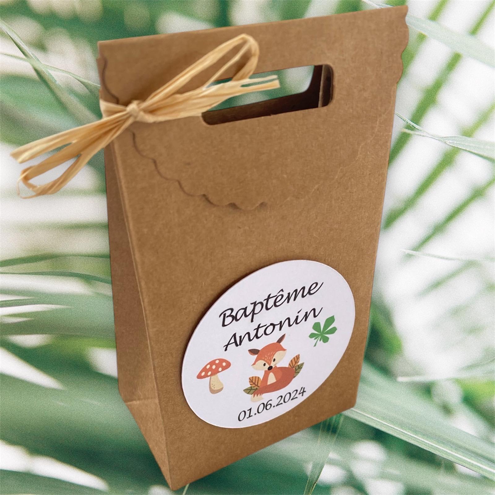 Lot De 12 Sachets Kraft Renard Pour Mariage, Baptême Ou Anniversaire - Fait Main