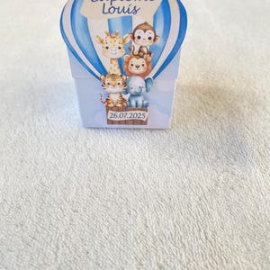 Boîte à dragées ourson montgolfière personnalisée
