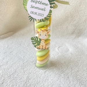 Eprouvette-tube à essai à dragées girafe personnalisée-anniversaire-baptême