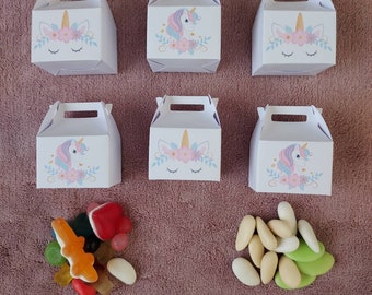Set of 6 unicorn candy boxes