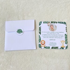 Faire part savane jungle-baptême-invitation anniversaire