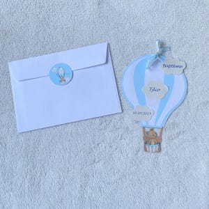 Faire part baptême ourson montgolfière-invitation anniversaire