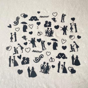 Lot die cuts /découpes couples amoureux fiancés mariés-scrapbooking-album photo