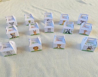 Baptism favor boxes savannah-jungle animals-birthday-communion-wedding-party table decoration