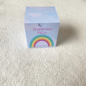Boîte à dragées arc en ciel personnalisée-anniversaire-baptême-mariage