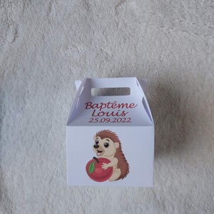 Boîte à dragées hérisson personnalisée-anniversaire-baptême