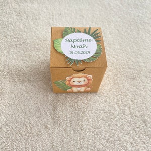 Boîte à dragées lion personnalisée