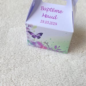 Boîte à dragées papillon personnalisée-anniversaire-baptême