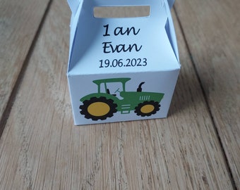 Boîte à dragées tracteur vert John Deere personnalisée