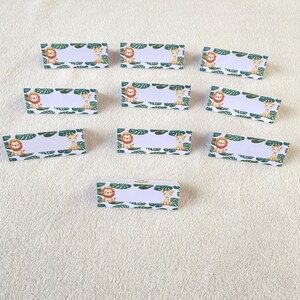 Lot 10 marque places animaux savane-jungle-safari-zoo