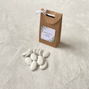 Sacchetto di carta kraft personalizzato in eucalipto - scatola regalo per invitati a matrimoni, compleanni, battesimi e comunioni