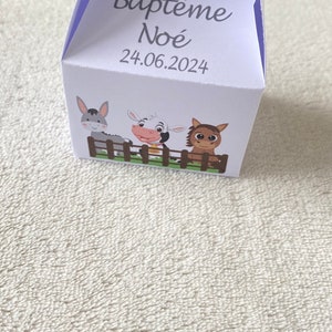Boîte à dragées animaux de la ferme  personnalisée coloris au choix