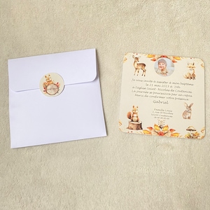 Faire part animaux forêt-baptême-invitation anniversaire