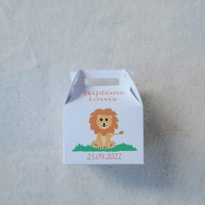 Boîte à dragées lion personnalisée-anniversaire-baptême