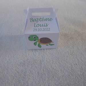 Boîte à dragées tortue personnalisée-baptême-anniversaire