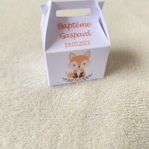 Boîte à dragées renard personnalisée-anniversaire-baptême