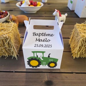 Scatola portaconfetti personalizzata con trattore verde John Deere