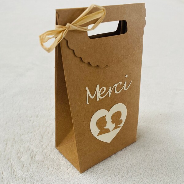 Boîte-Sachet kraft mariage-merci-cadeau invité