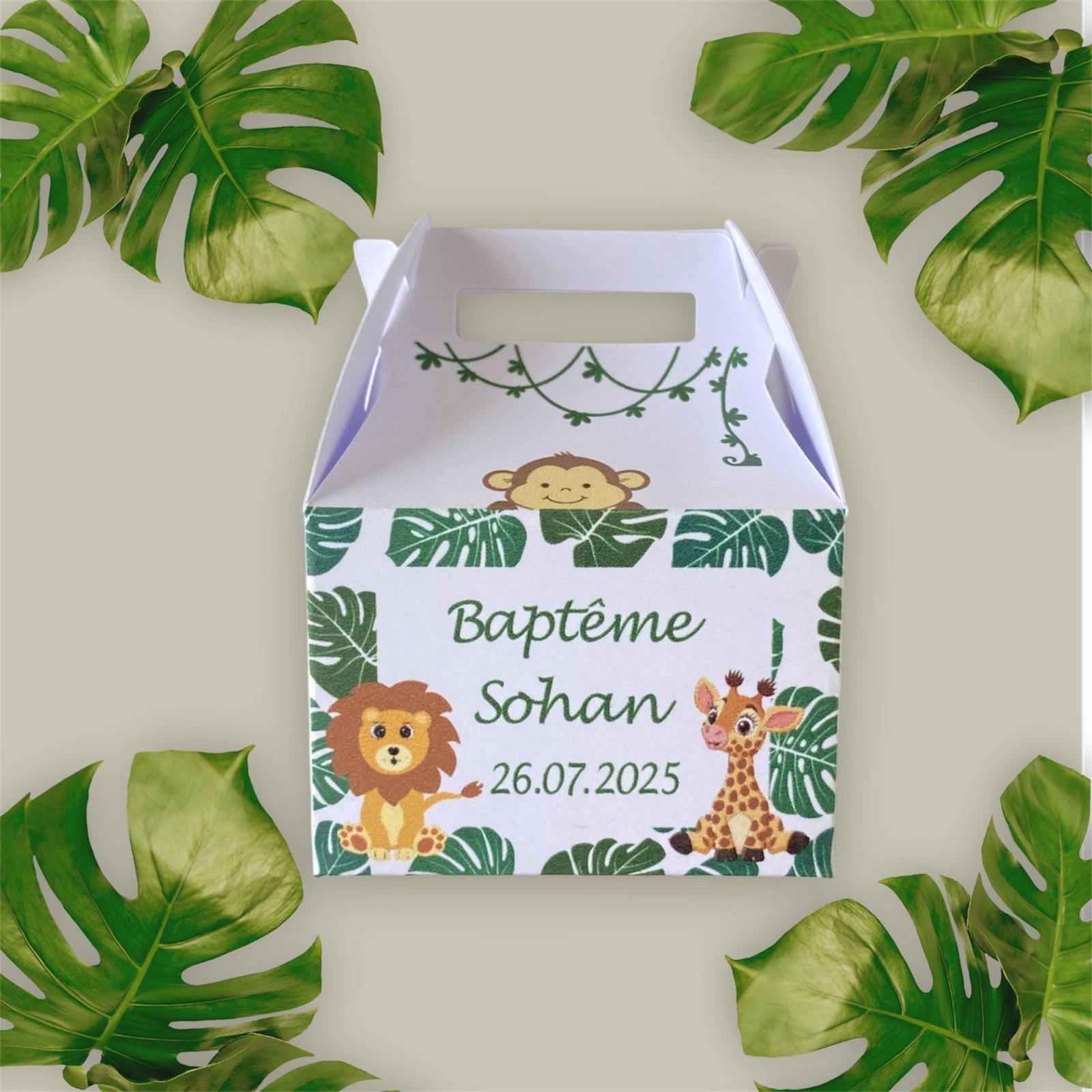 24 Boîtes à Dragées Animaux De La Jungle En Carton - Décoration Mignonne Pour Baptême, Communion, Naissance Et Anniversaire