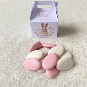 Boîte à dragées lapin personnalisée-anniversaire-baptême