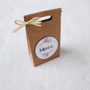 Sacchetto di carta kraft con fiori secchi - ringraziamento - regalo per invitati a nozze - compleanno - matrimonio