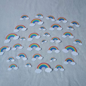 Lot découpes/die cuts/confettis arcs en ciel décoration table-anniversaire-baptême-communion-mariage-album photo-carte-scrapbooking